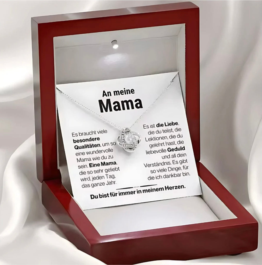 Kette an meine Mama – beleuchtete Mahagoni-Box mit Karte An meine Mama